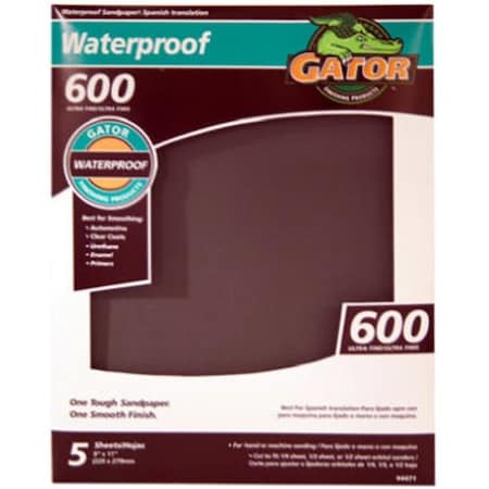 Gator Finishing Ali Industries 4471 9 x 11 in. 600 Grit Ultra Fine Sandpaper - 5 Pack 839223